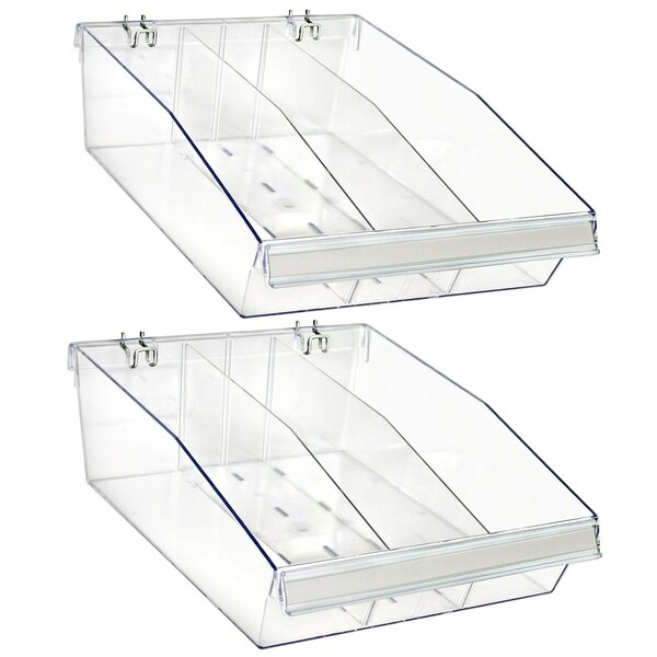 Large Deep Bin Tray Kit W/ Adjustable Dividers, up to 3 Compartments for Pegboard or Slatwall, 2PK